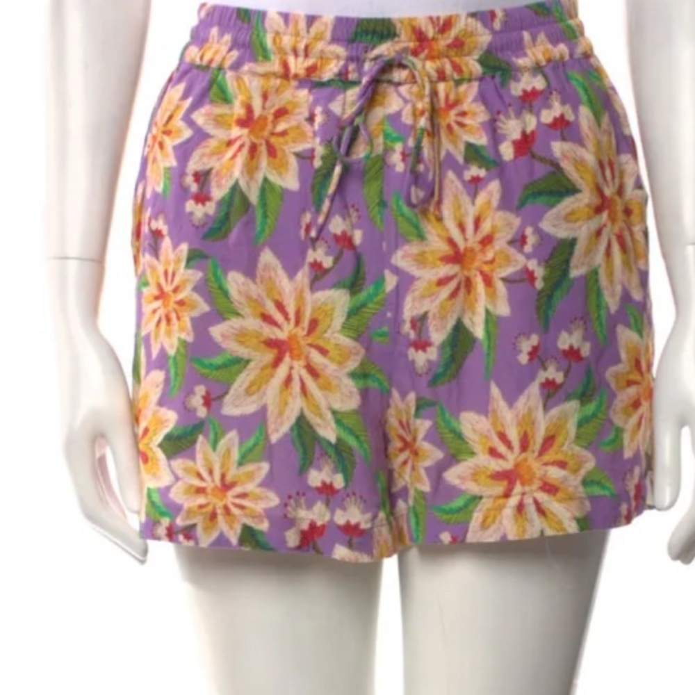 FARM RIO Purple Floral High Waist Shorts